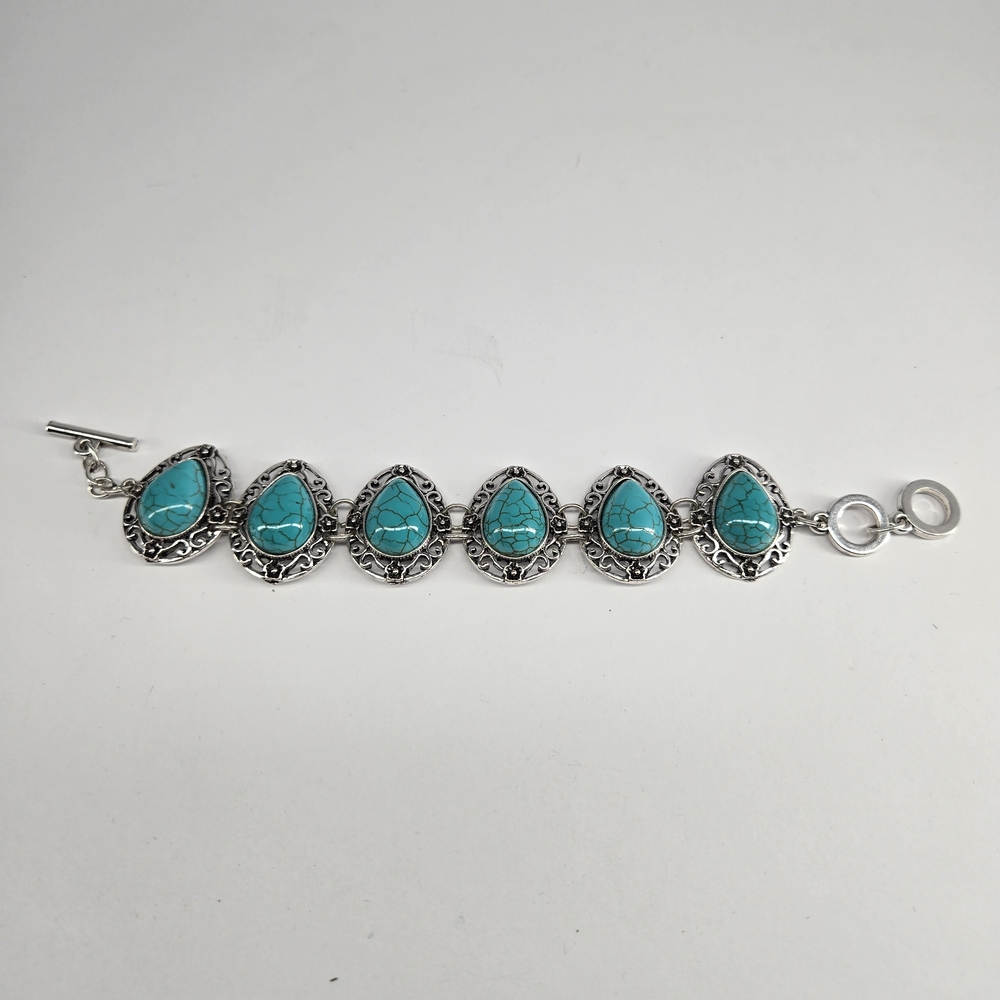 Turquoise Silver Tone Bracelet